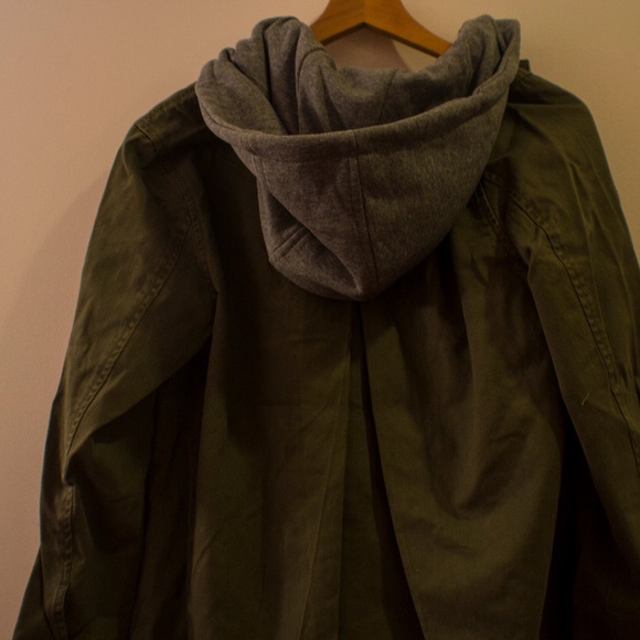 Sebby Green Military Jacket with Sweatshirt Hood - Picture 6 of 7